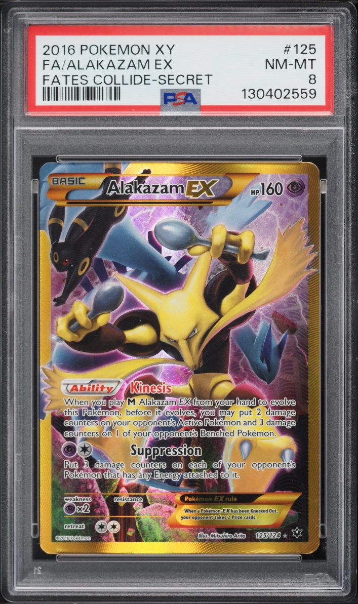 2016 Pokemon XY Fates Collide Full Art Alakazam EX #125 PSA 8 NM-MT
