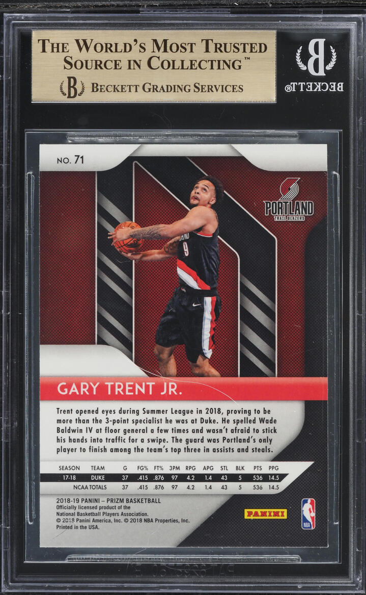 2018 Panini Prizm Gary Trent Jr. ROOKIE #71 BGS 9.5 GEM MINT