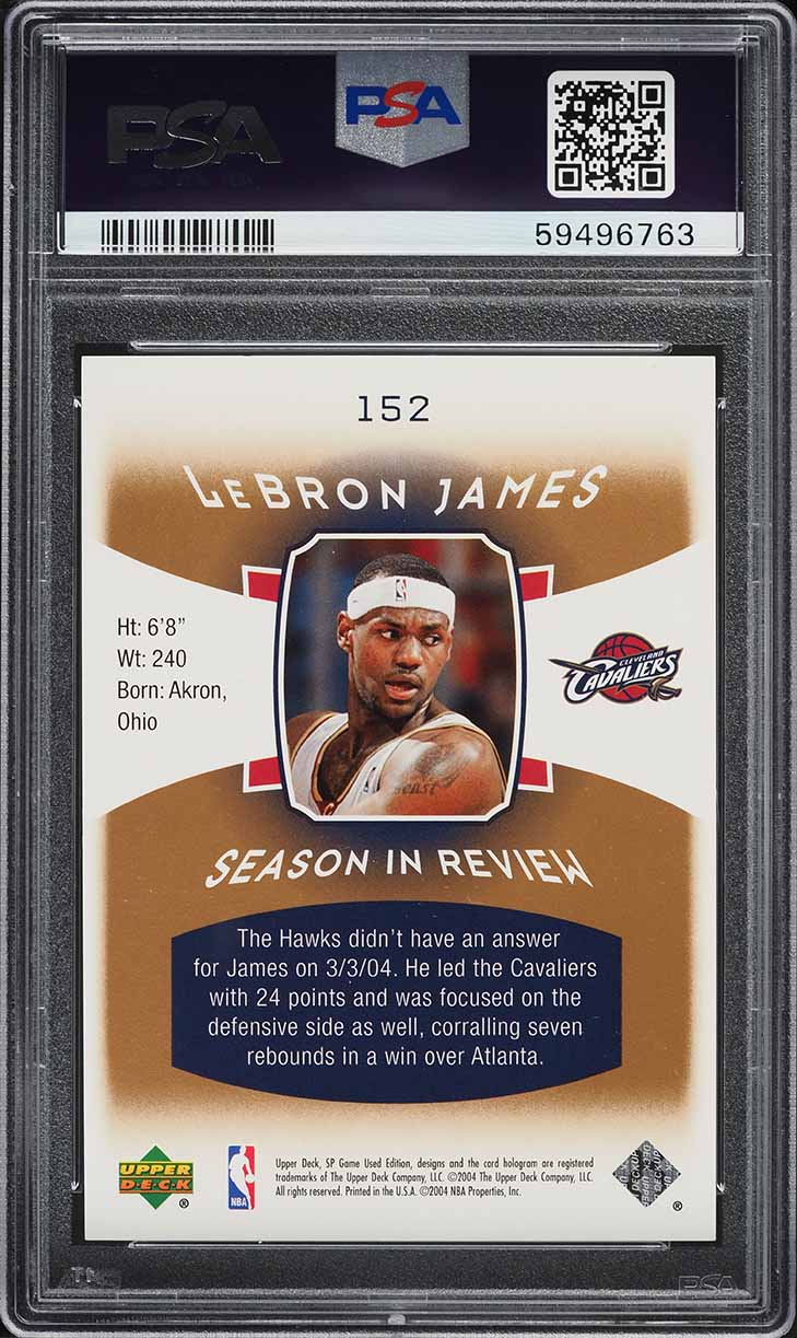 2004 SP Game Used Gold LeBron James 50/50 #152 PSA 8 NM-MT