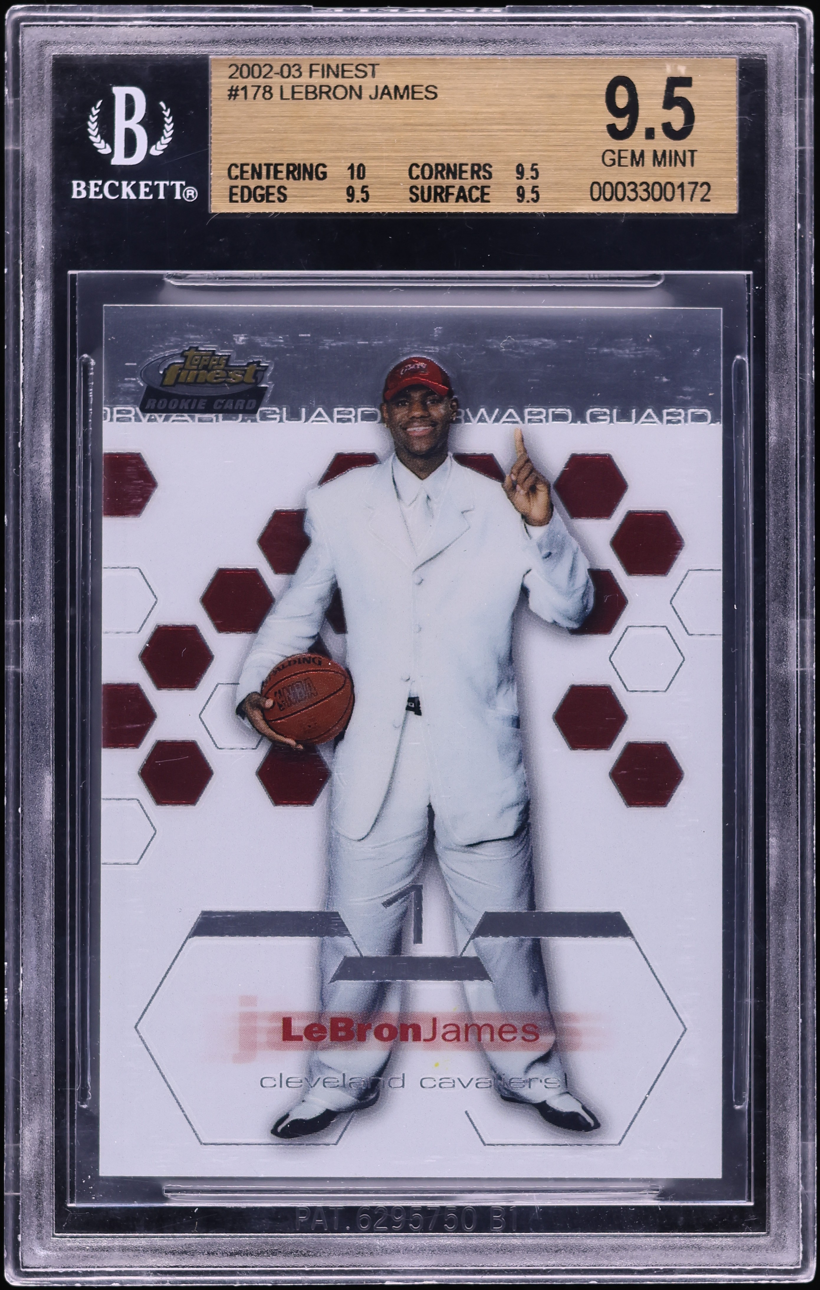 2002 Finest Basketball LeBron James ROOKIE #178 BGS 9.5 GEM