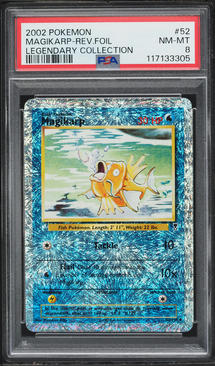 2002 Pokemon Legendary Collection Reverse Holo Magikarp #52 PSA 8 NM-MT