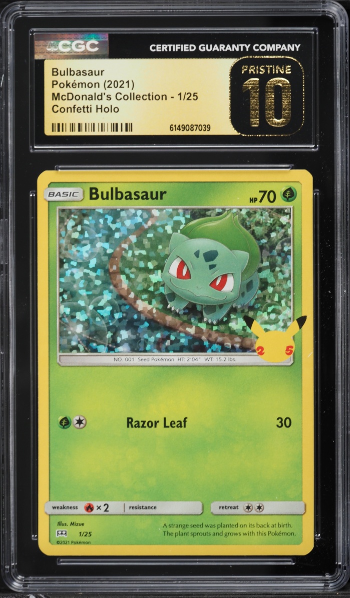 2021 Pokemon Sword & Shield McDonald's Collection Confetti Holo Bulbasaur #1 CGC 10 PRISTINE