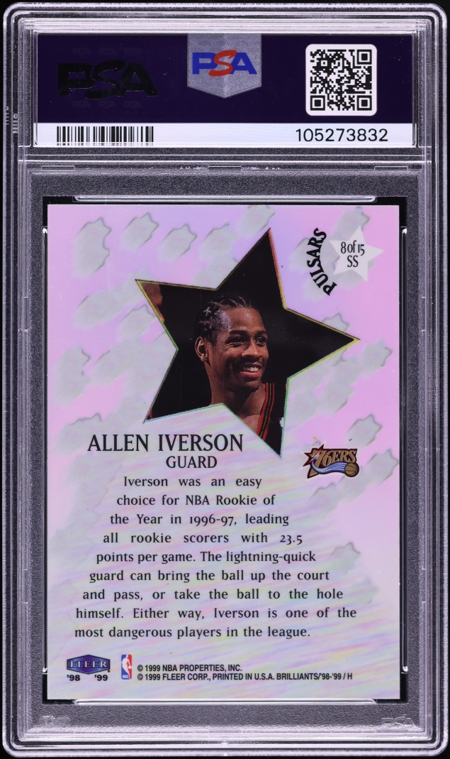 1998 Fleer Brilliants Shining Stars Pulsars Allen Iverson #8 PSA 9 MINT