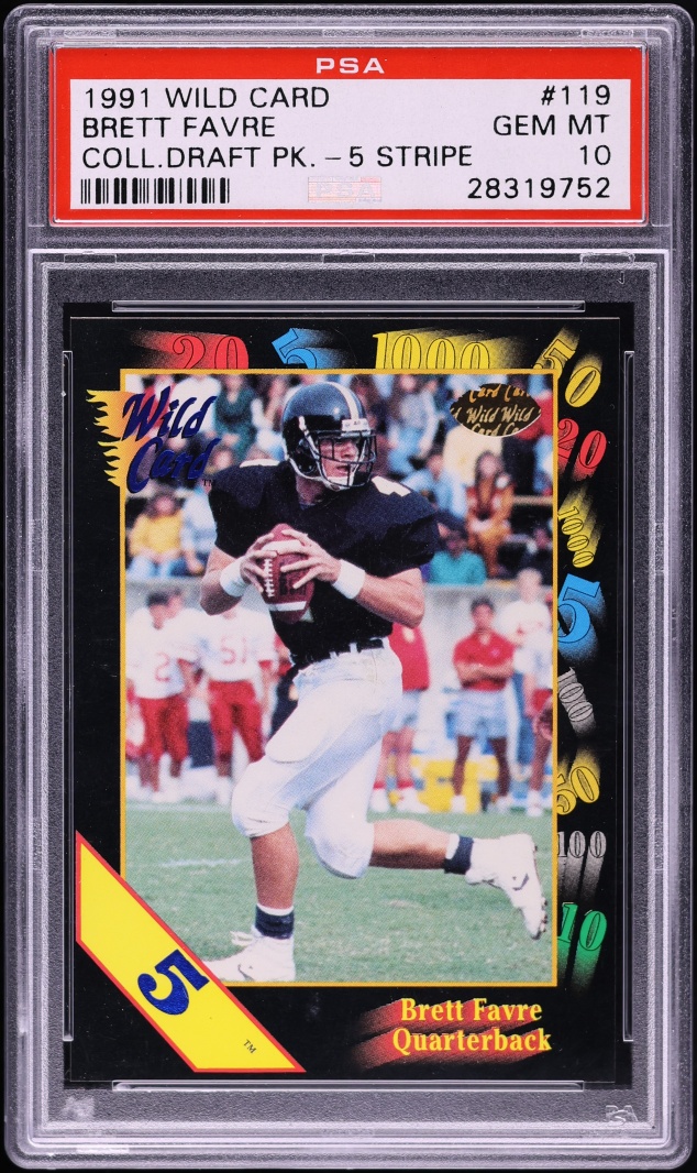 1991 Wild Card College Draft Picks 5 Stripe Brett Favre ROOKIE #119 PSA 10 GEM MINT