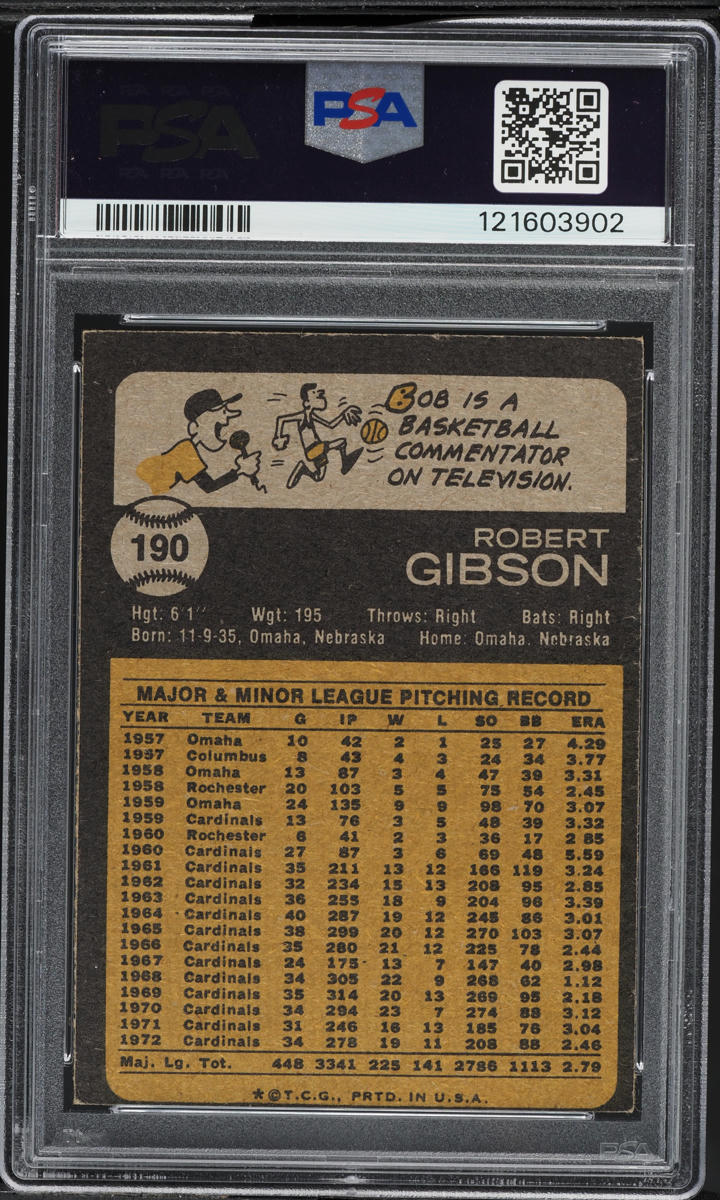 1973 Topps Bob Gibson #190 PSA 6 EXMT