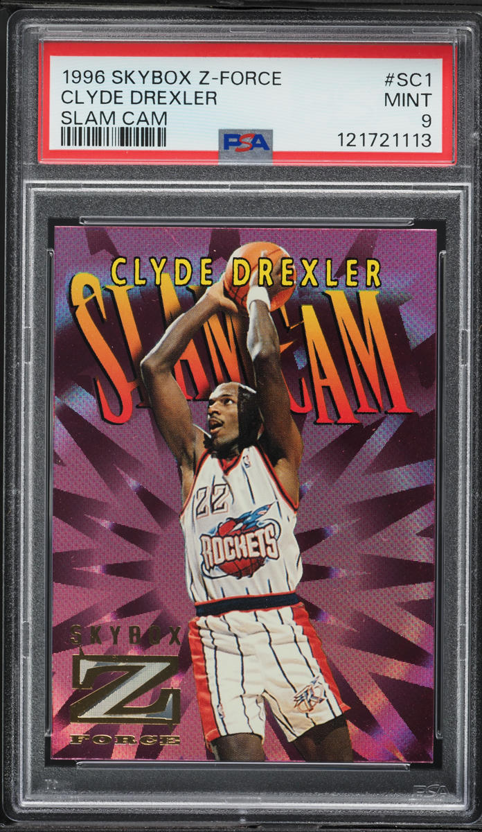 1996 Skybox Z-Force Slam Cam Clyde Drexler #SC1 PSA 9 MINT