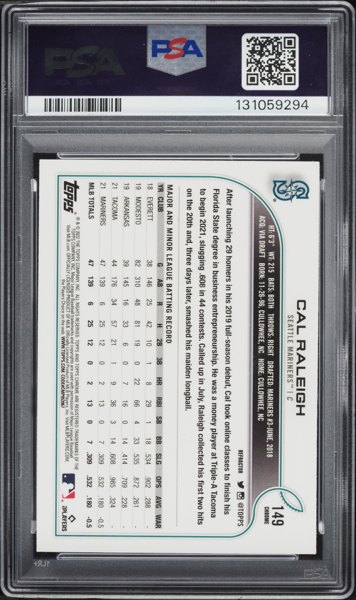 2022 Topps Chrome Refractor Cal Raleigh ROOKIE #149 PSA 9 MINT