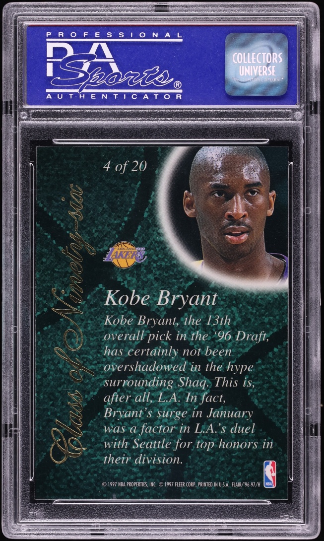 1996 Flair Showcase Class Of '96 Kobe Bryant ROOKIE #4 PSA 10 GEM MINT