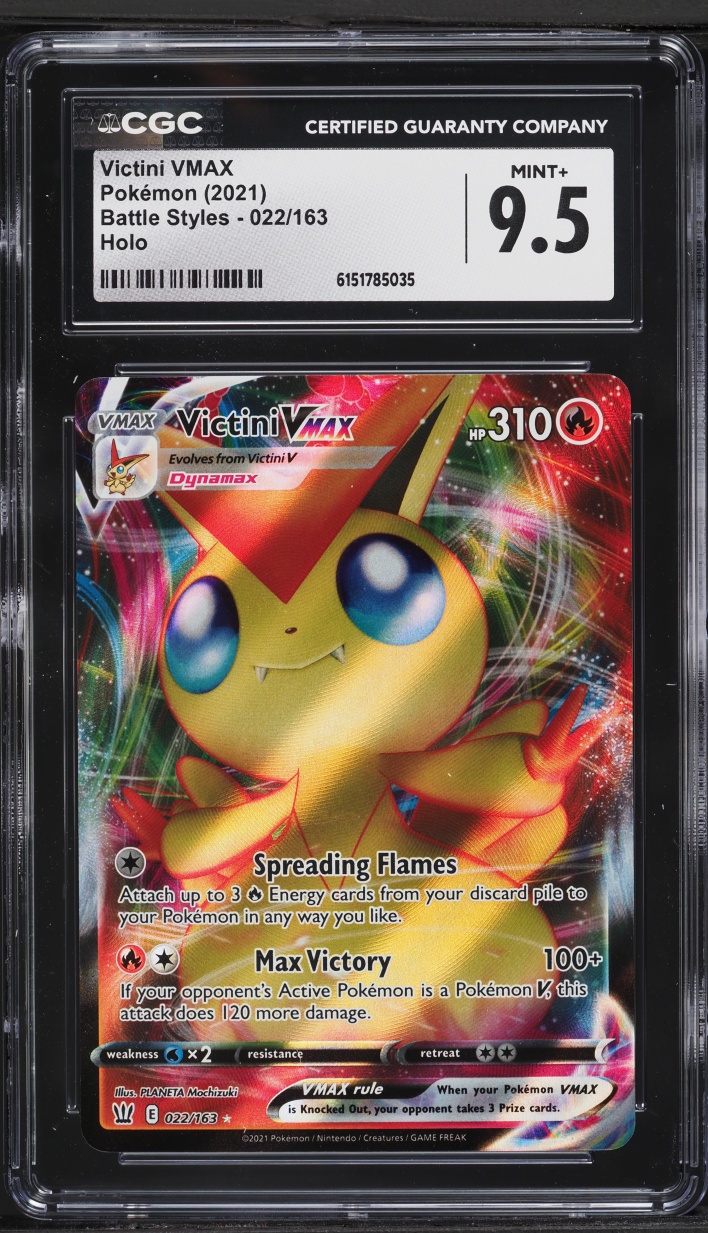 2021 Pokemon Sword & Shield Battle Styles Full Art Victini VMAX #22 CGC 9.5 MINT+