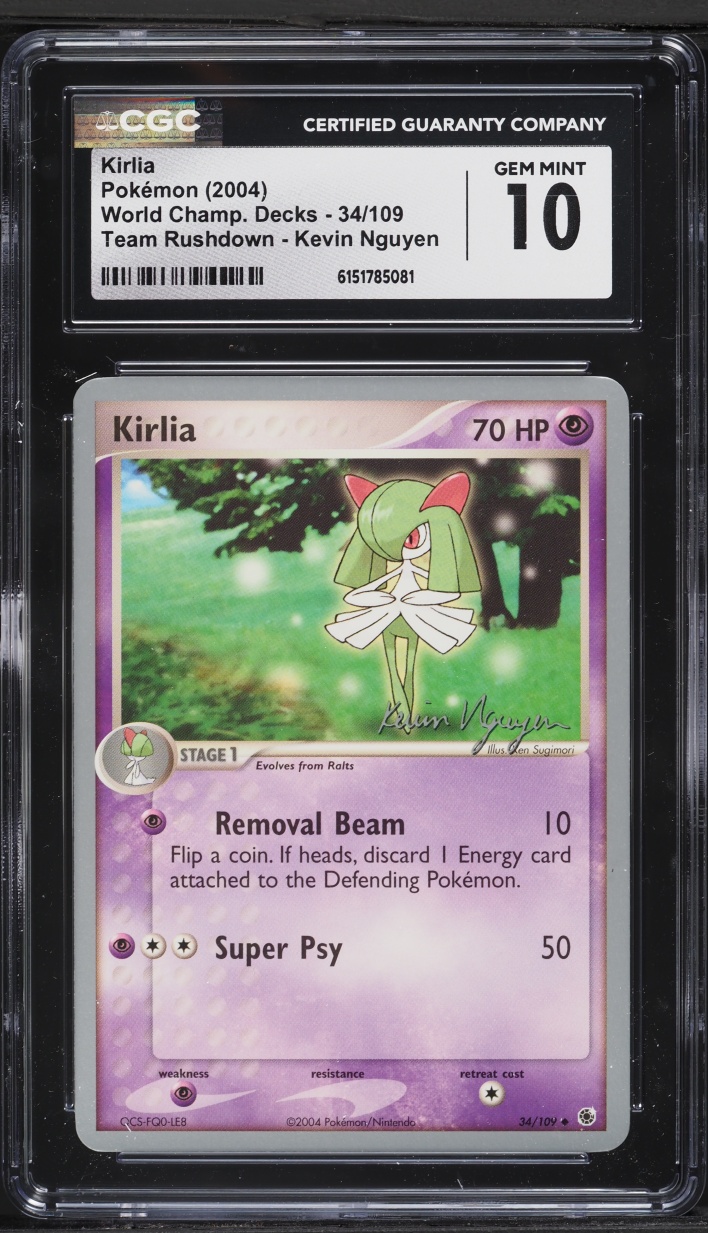 2004 Pokemon World Chamionships Decks Team Rushdown Kevin Nguyen Kirlia #34 CGC 10 GEM MINT