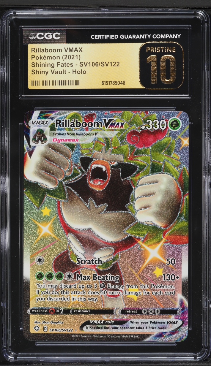 2021 Pokemon Sword & Shield Shining Fates Full Art Rillaboom VMAX #SV106 CGC 10 PRISTINE