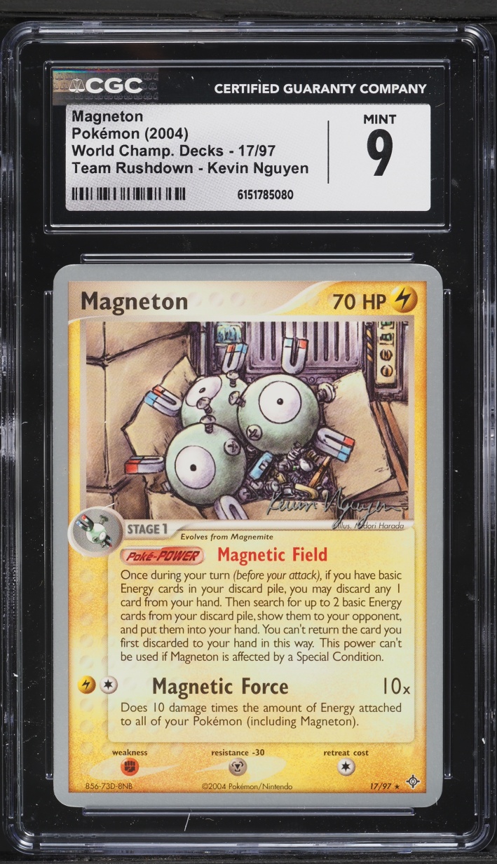 2004 Pokemon World Championships Deck Team Rushdown Kevin Nguyen Magneton #17 CGC 9 MINT