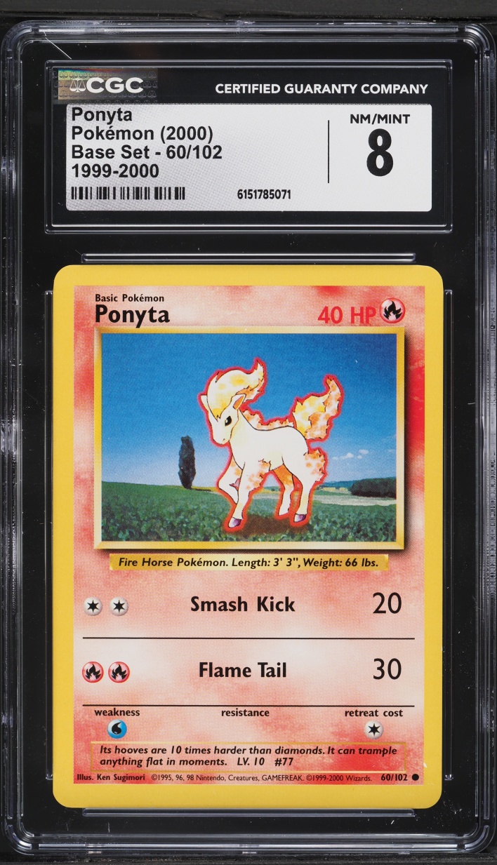 1999-2000 Pokemon Base Set Ponyta #60 CGC 8 NM-MT