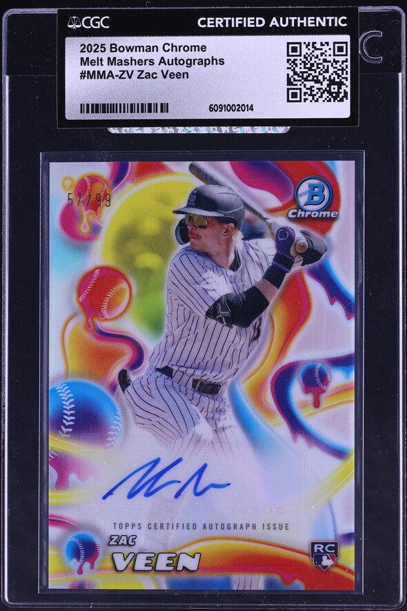 2020 Bowman Chrome Orange Refractor Zac Veen PROSPECT AUTO /25