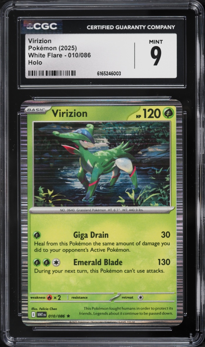 2025 Pokemon Scarlet & Violet White Flare Holo Virizion #10 CGC 9 MINT