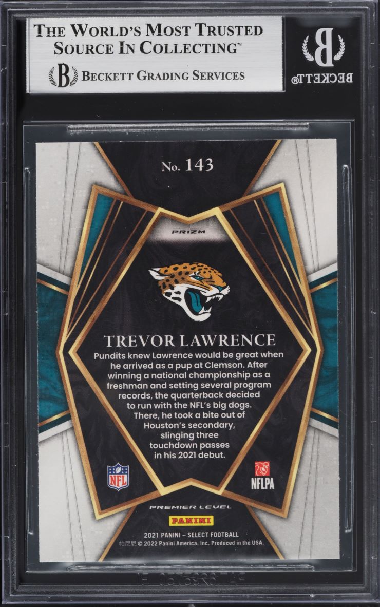 2021 Select Premier Level Silver Prizm Trevor Lawrence ROOKIE #143 BGS 8 NM-MT
