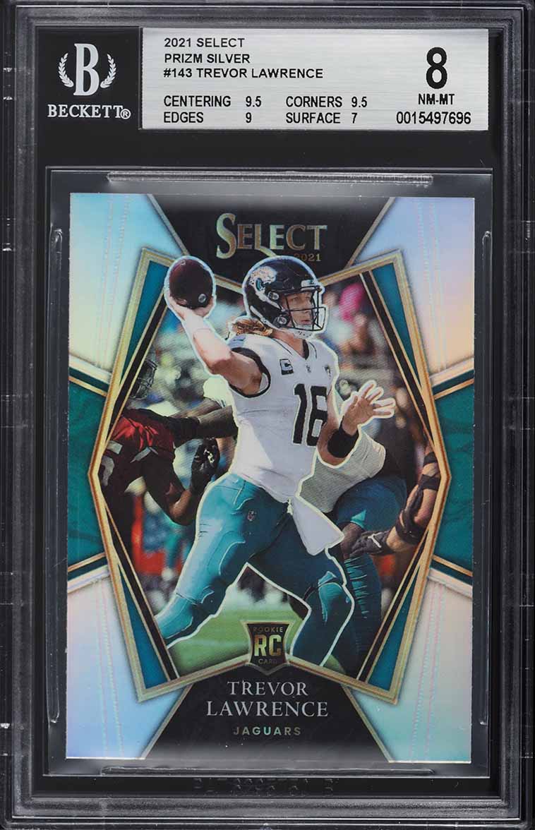 2021 Select Premier Level Silver Prizm Trevor Lawrence ROOKIE #143 BGS 8 NM-MT