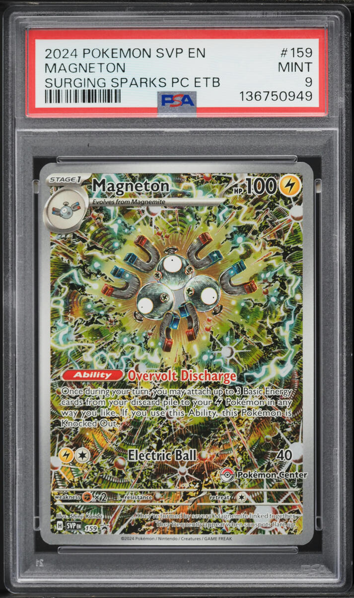2024 Pokemon Scarlet & Violet Promo Surging Sparks Center ETB Alt Art Magneton #159 PSA 9 MINT