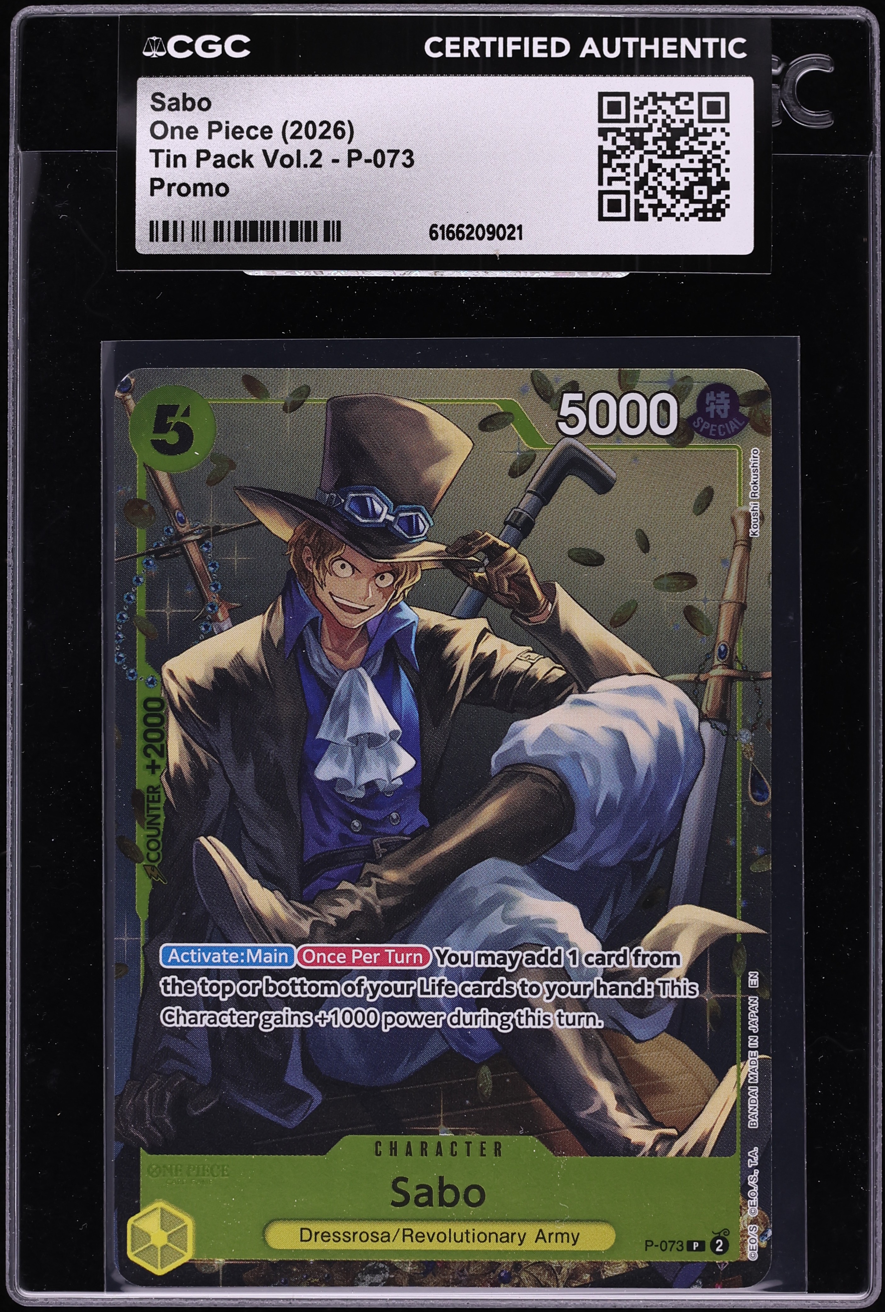 2026 One Piece Tin Pack Vol.2 Sabo #P-073 CGC AUTH