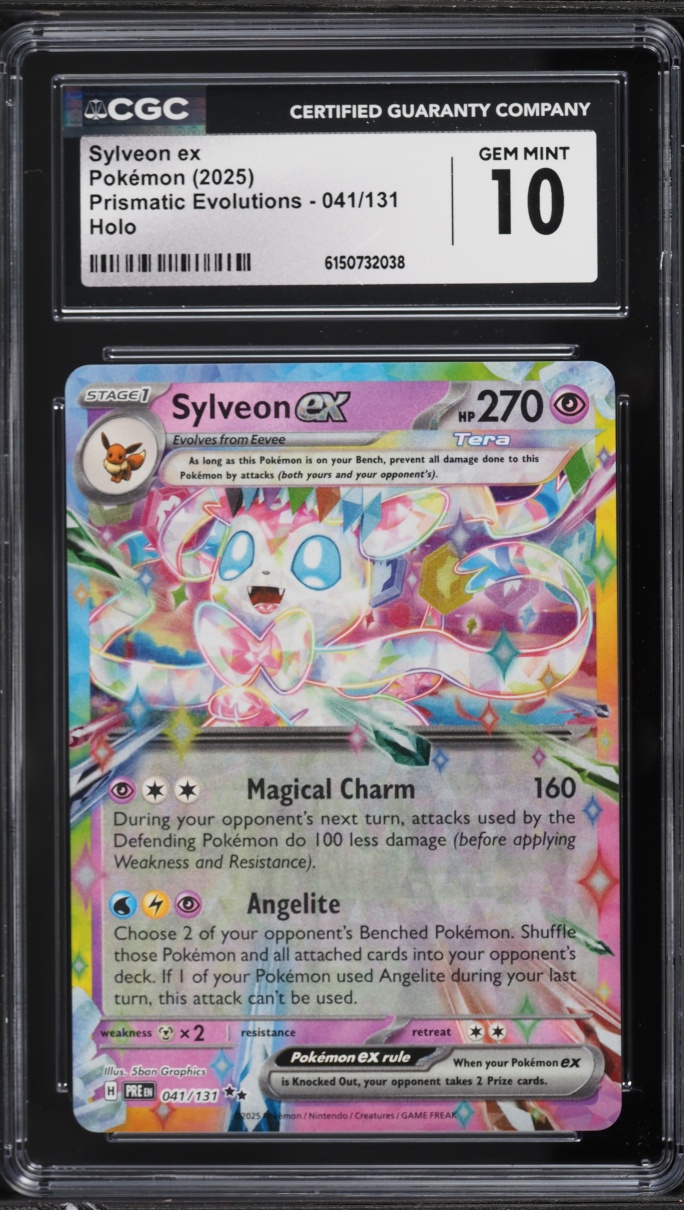 2025 Pokemon Scarlet & Violet Prismatic Evolutions Holo Sylveon EX #41 CGC 10 GEM MINT