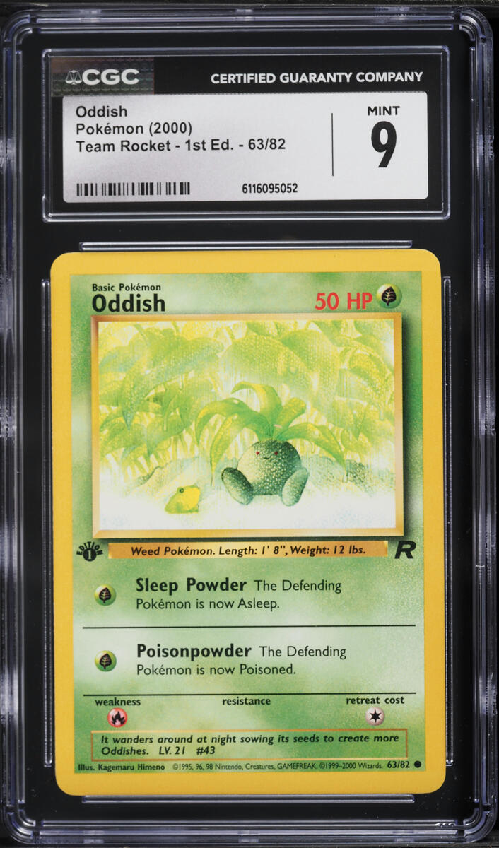 2000 Pokemon Team Rocket 1st Edition Oddish #63 CGC 9 MINT