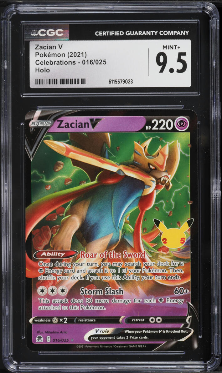 2021 Pokemon Sword & Shield Celebrations Full Art Zacian V #16 CGC 9.5 MINT+
