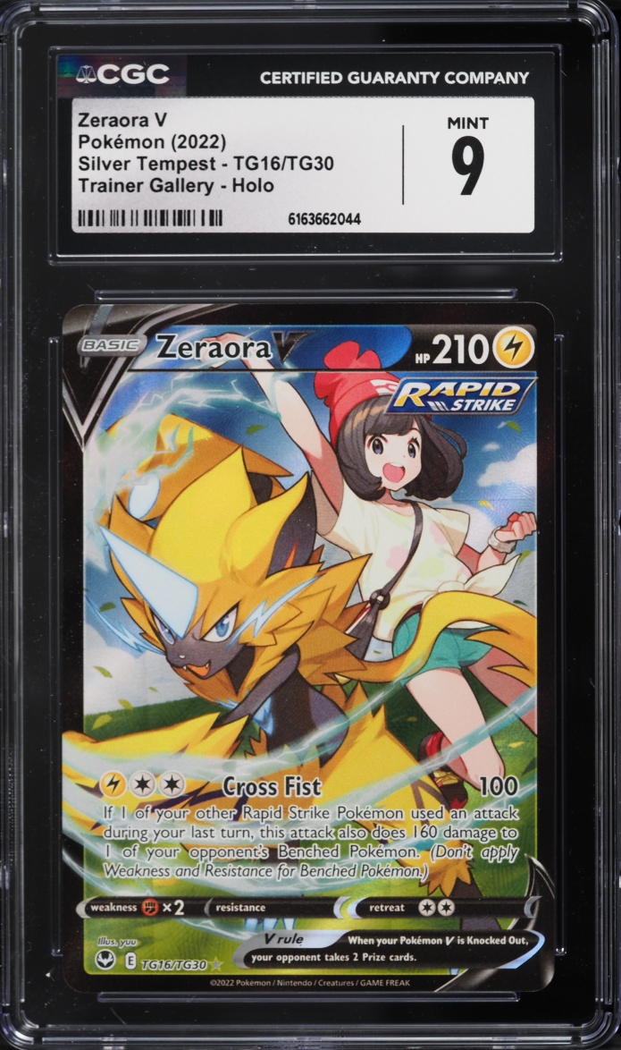2022 Pokemon Sword & Shield Silver Tempest Full Art Zeraora V #TG16 CGC 9 MINT
