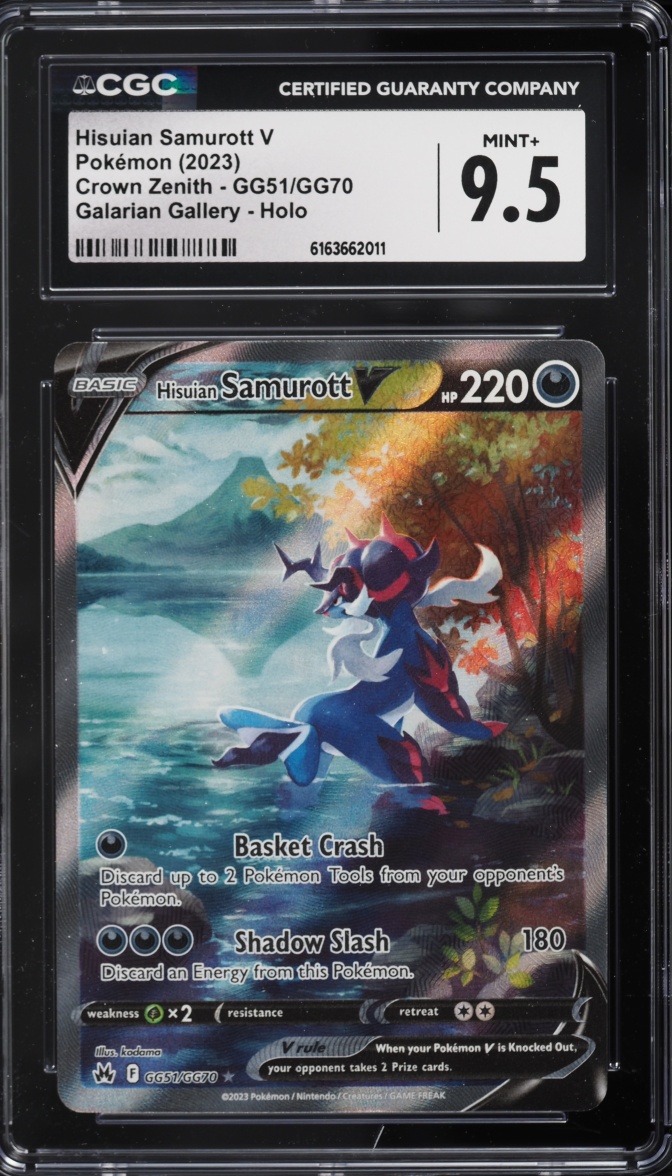 2023 Pokemon Sword & Shield Crown Zenith Alt Art Hisuian Samurott V #GG51 CGC 9.5 MINT+
