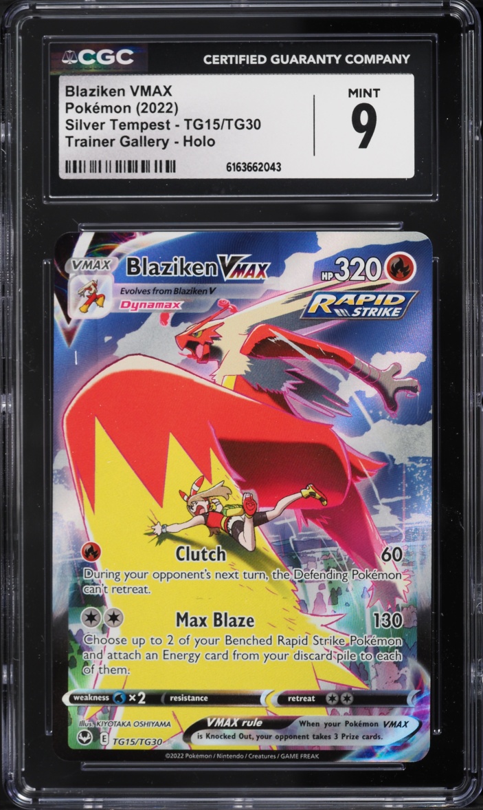 2022 Pokemon Sword & Shield Silver Tempest Full Art Blaziken VMAX #TG15 CGC 9 MINT