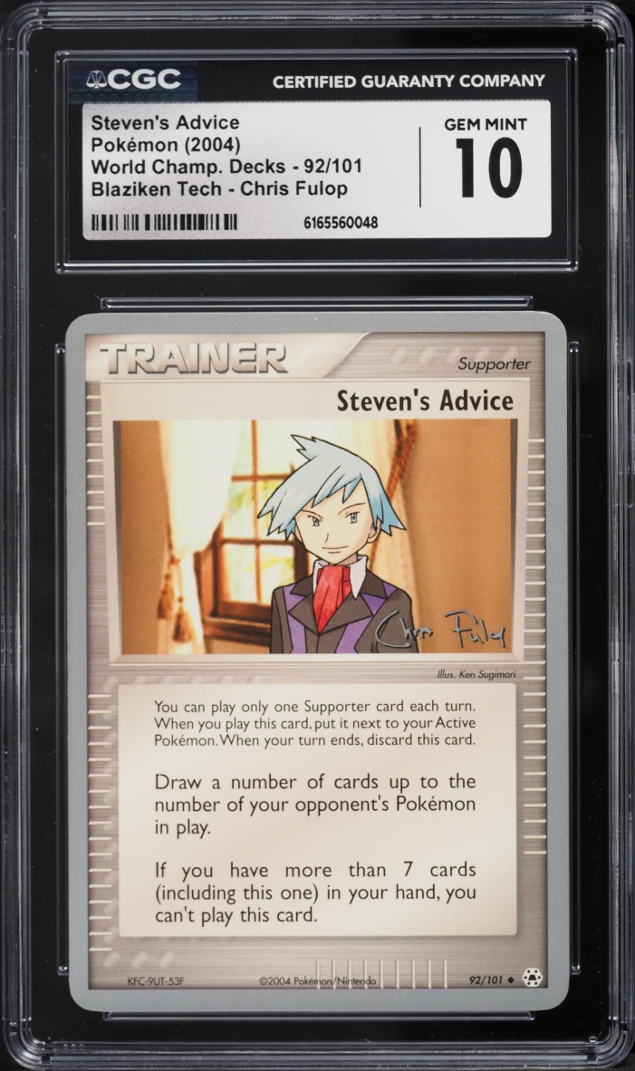 2004 Pokemon World Championship Decks Blaziken Tech Chris Fulop Steven's Advice #92 CGC 10 GEM