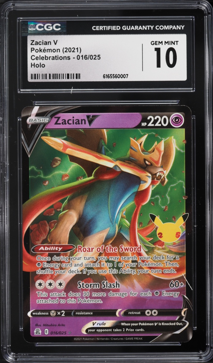 2021 Pokemon Sword & Shield Celebrations Holo Zacian V #16 CGC 10 GEM MINT