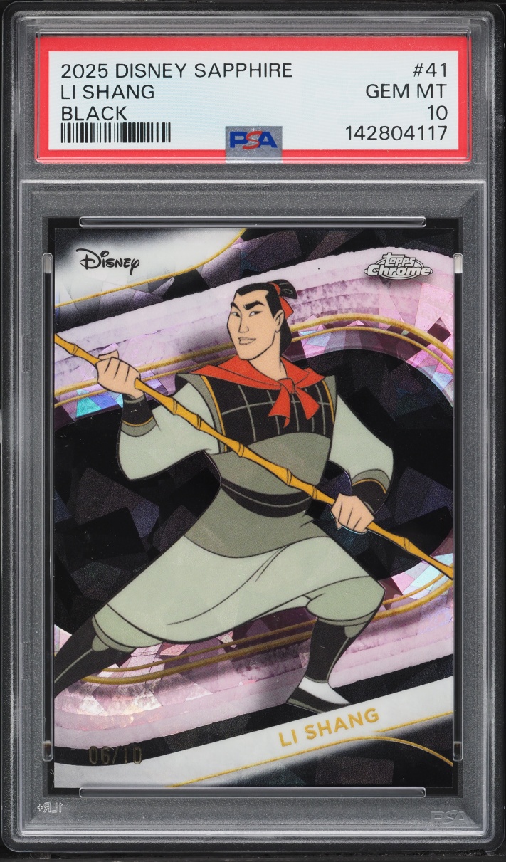 2025 Topps Chrome Disney Sapphire Black Li Shang /10 #41 PSA 10 GEM MINT - Photo 1