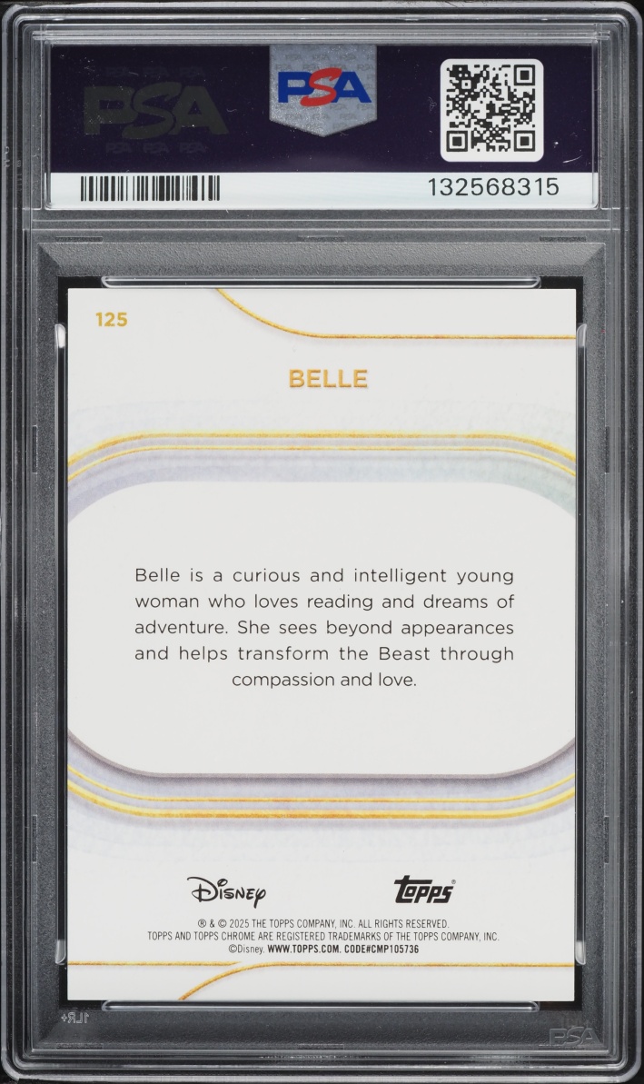 2025 Topps Chrome Disney Black Refractor Belle /10 #125 PSA 10 GEM MINT - Photo 2