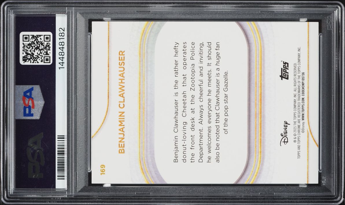 2025 Topps Chrome Disney Sapphire Red Benjamin Clawhauser /5 #169 PSA 9 MINT - Photo 2