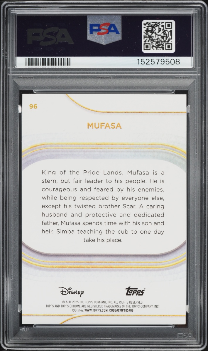 2025 Topps Chrome Disney Gold Wave Mufasa /50 #96 PSA 10 GEM MINT - Photo 2