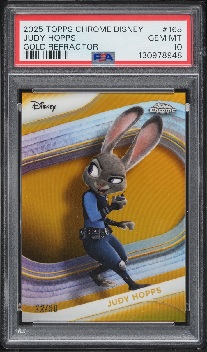 2025 Topps Chrome Disney Gold Refractor Judy Hopps /50 #168 PSA 10 GEM MINT - Photo 1