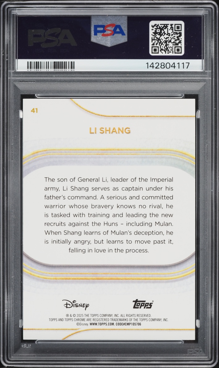 2025 Topps Chrome Disney Sapphire Black Li Shang /10 #41 PSA 10 GEM MINT - Photo 2