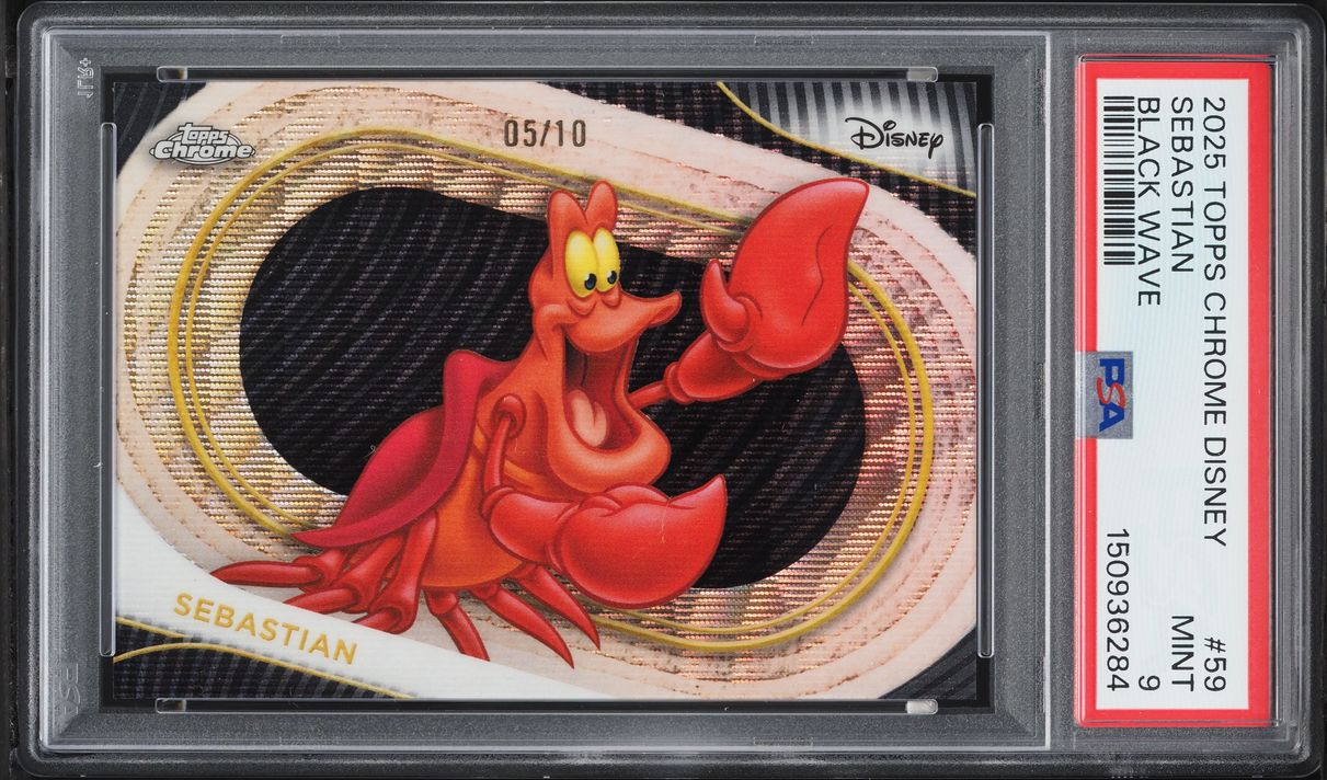 2025 Topps Chrome Disney Black Wave Sebastian /10 #59 PSA 9 MINT - Photo 1