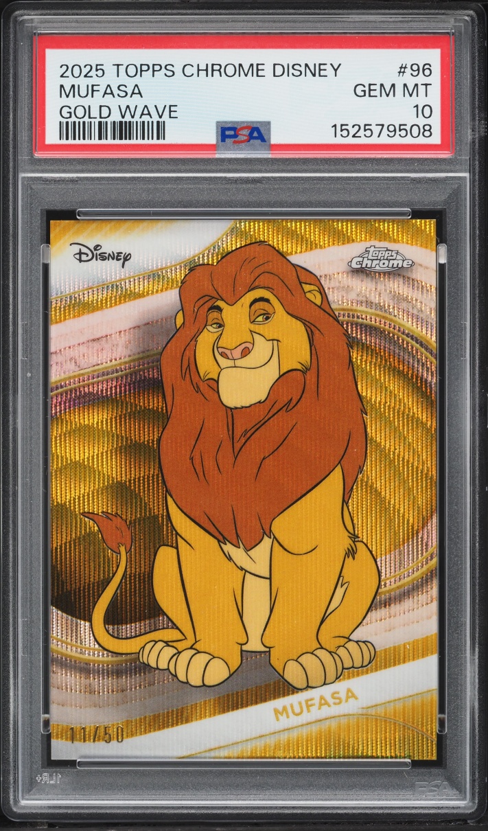 2025 Topps Chrome Disney Gold Wave Mufasa /50 #96 PSA 10 GEM MINT - Photo 1