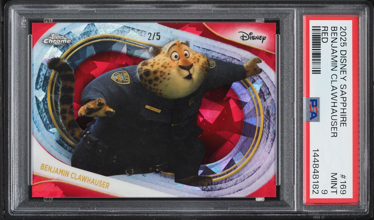 2025 Topps Chrome Disney Sapphire Red Benjamin Clawhauser /5 #169 PSA 9 MINT - Photo 1