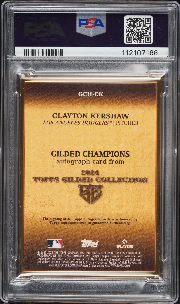 2024 Topps Gilded Collection Champions Ruby Clayton Kershaw AUTO 5/5 #GCH-CK PSA 9 MINT - Photo 2