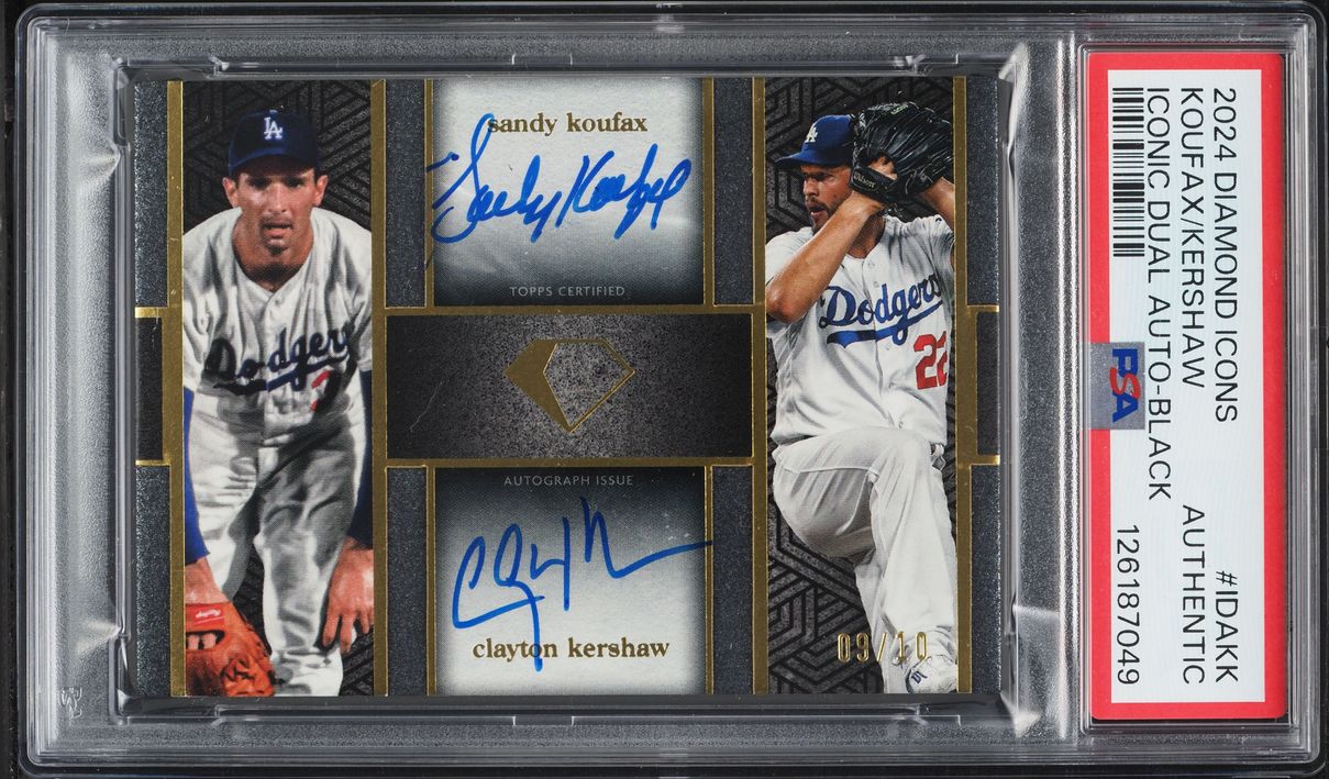 2024 Topps Diamond Icons Iconic Black Sandy Koufax Clayton Kershaw AUTO /10 #IDA-KK PSA AUTH - Photo 1