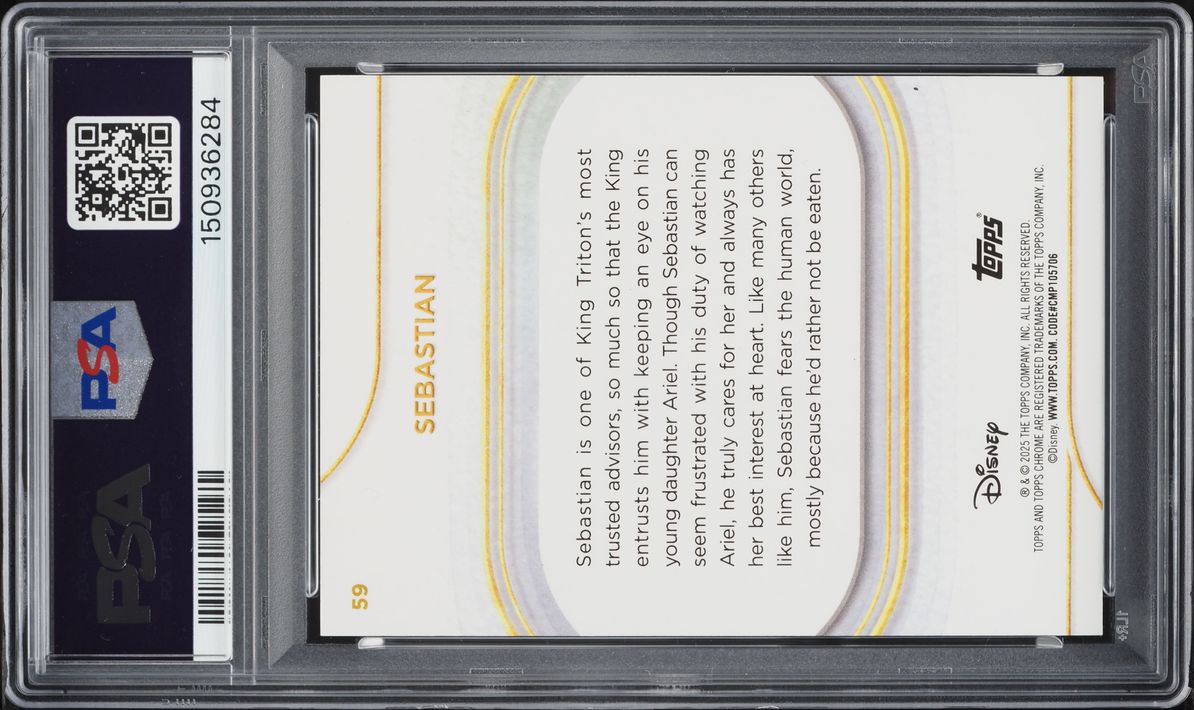 2025 Topps Chrome Disney Black Wave Sebastian /10 #59 PSA 9 MINT - Photo 2