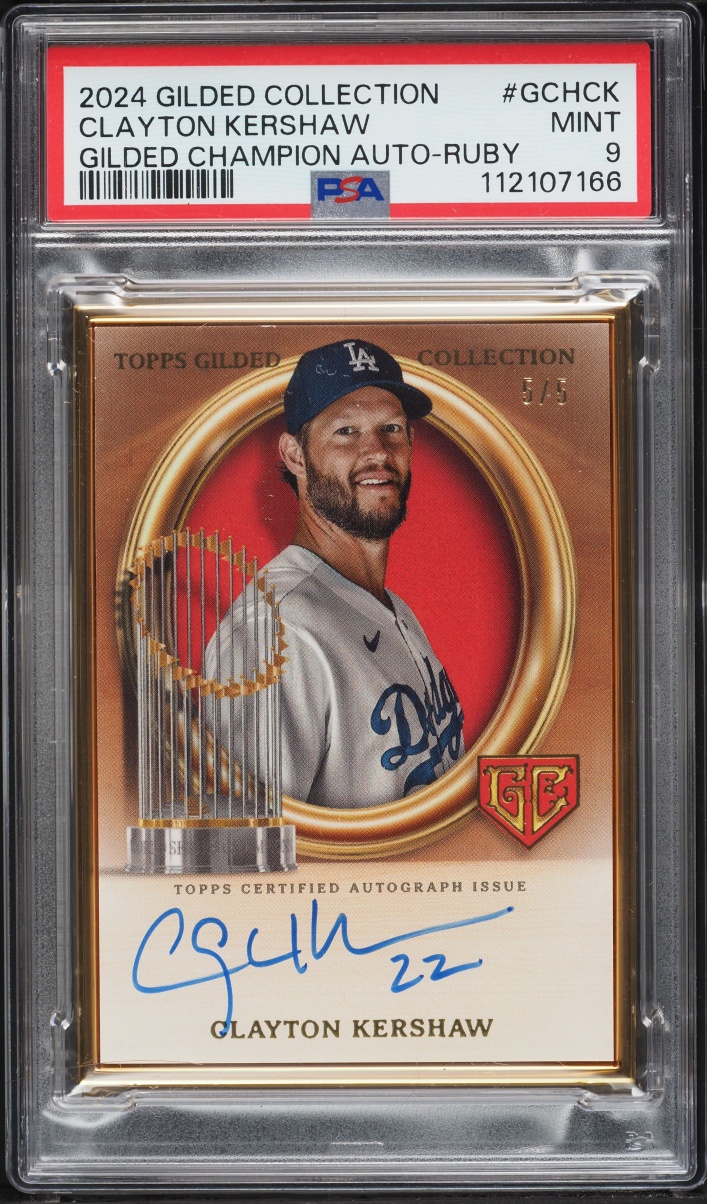 2024 Topps Gilded Collection Champions Ruby Clayton Kershaw AUTO 5/5 #GCH-CK PSA 9 MINT - Photo 1