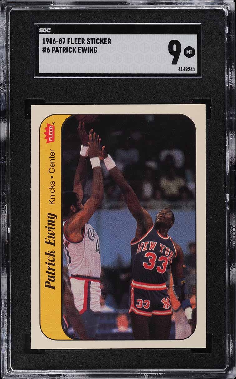 1986 Fleer Sticker Patrick Ewing ROOKIE #6 SGC 9 MINT