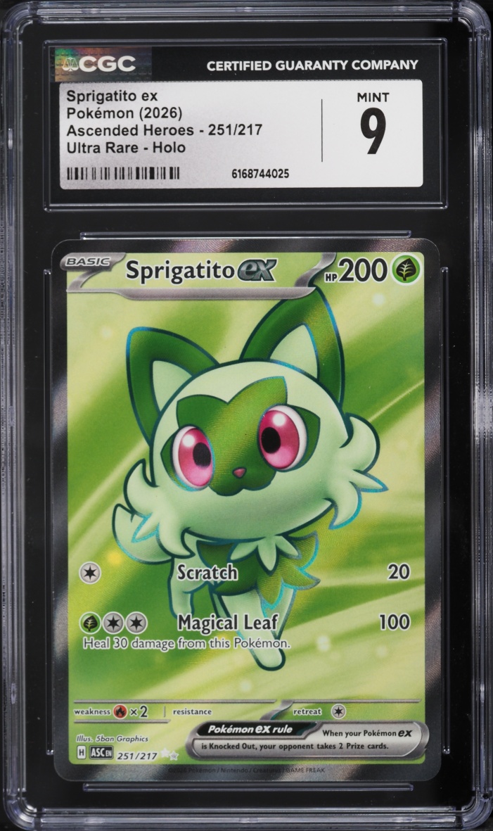 2026 Pokemon Mega Evolution Ascended Heroes Full Art Sprigatito ex #251 CGC 9 MINT