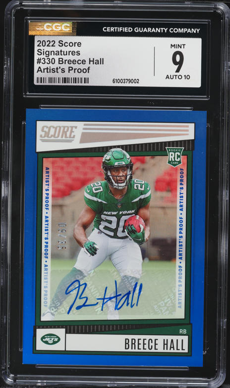 2022 National Treasures NFL Breece Hall ROOKIE SHIELD PATCH AUTO 1