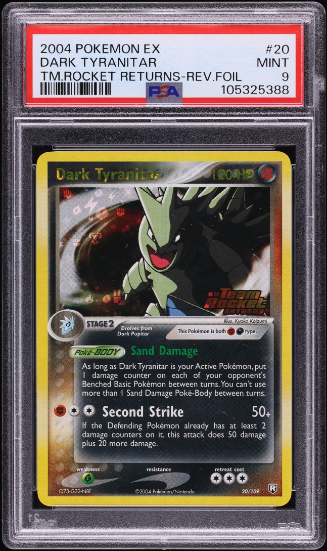 2004 Pokemon EX Team Rocket Returns Reverse Holo Dark Tyranitar #20 PSA 9 MINT