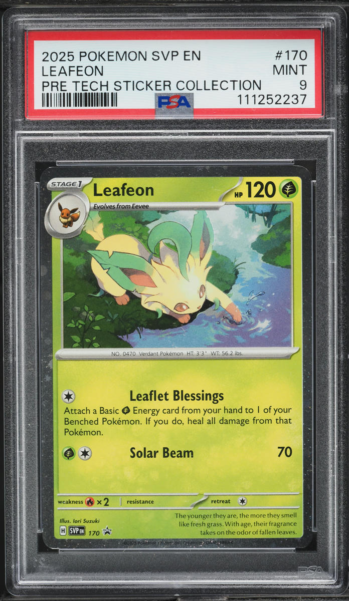 2025 Pokemon SV Promo Prismatic Evolutions Tech Sticker Leafeon #170 PSA 9 MINT