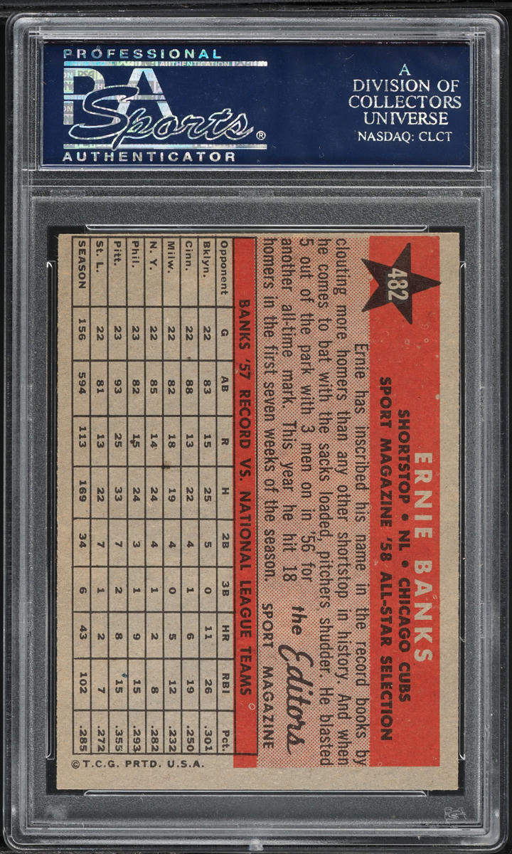 1958 Topps Ernie Banks ALL-STAR #482 PSA 8 NM-MT